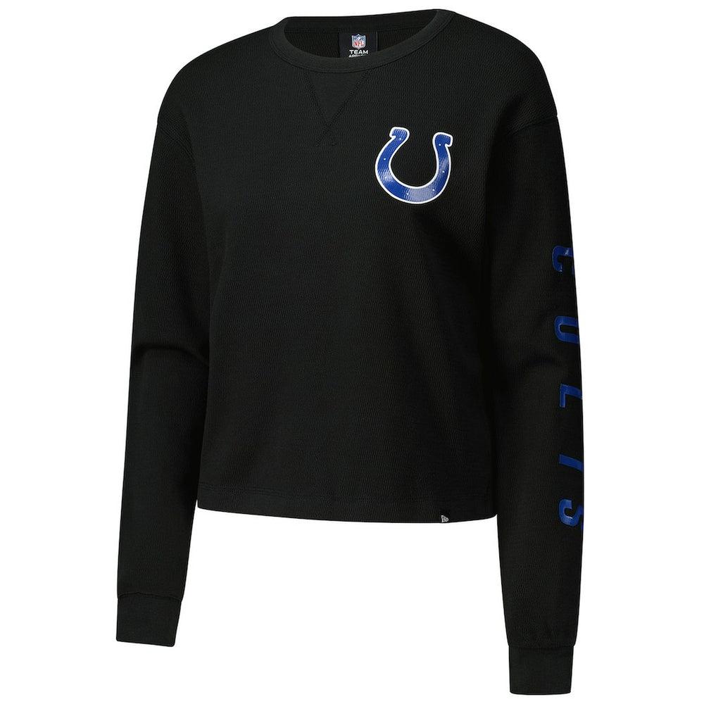 Indianapolis Colts New Era Women's Sport Night Thermal Long Sleeve Cropped T-Shirt Black - NFL