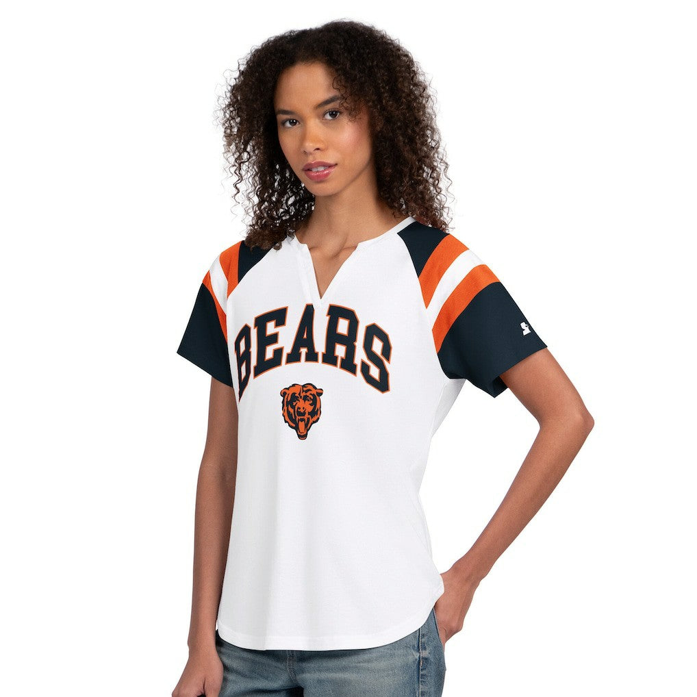 Chicago Bears Starter Women's Game On Raglan Notch Neck T-Shirt White - NFL