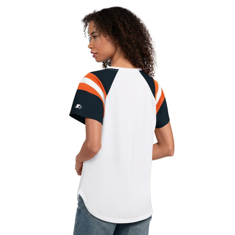 Chicago Bears Starter Women's Game On Raglan Notch Neck T-Shirt White - NFL