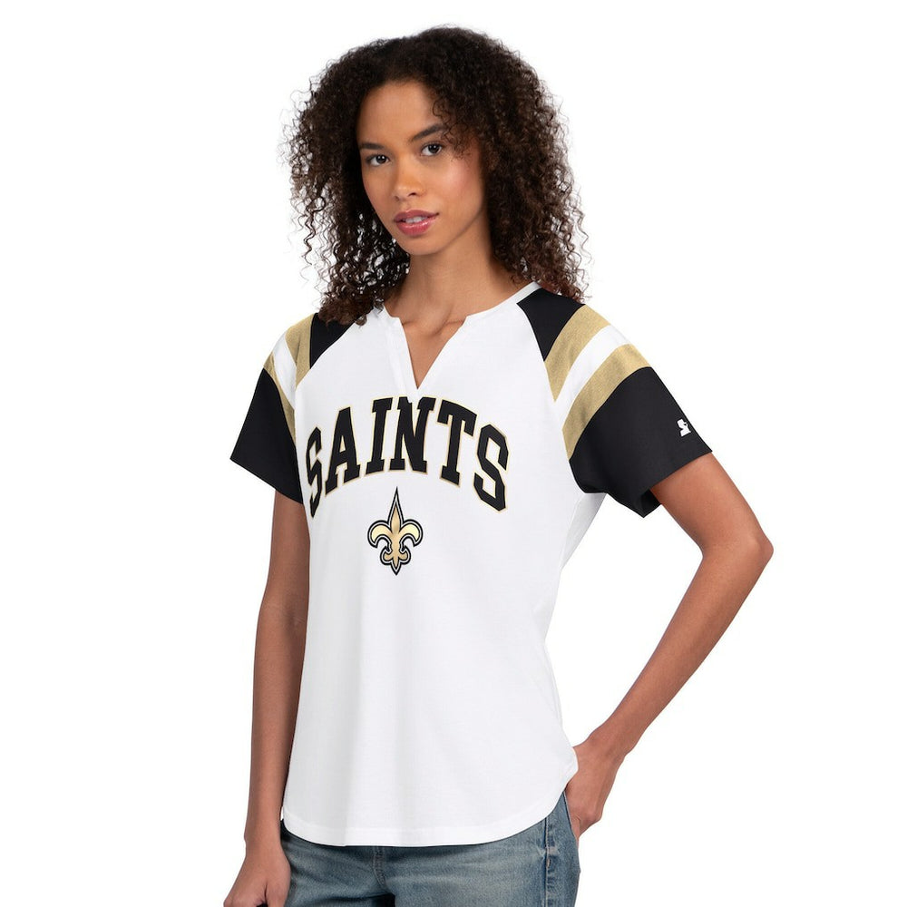 New Orleans Saints Starter Women's Game On Notch Neck T-Shirt White - NFL