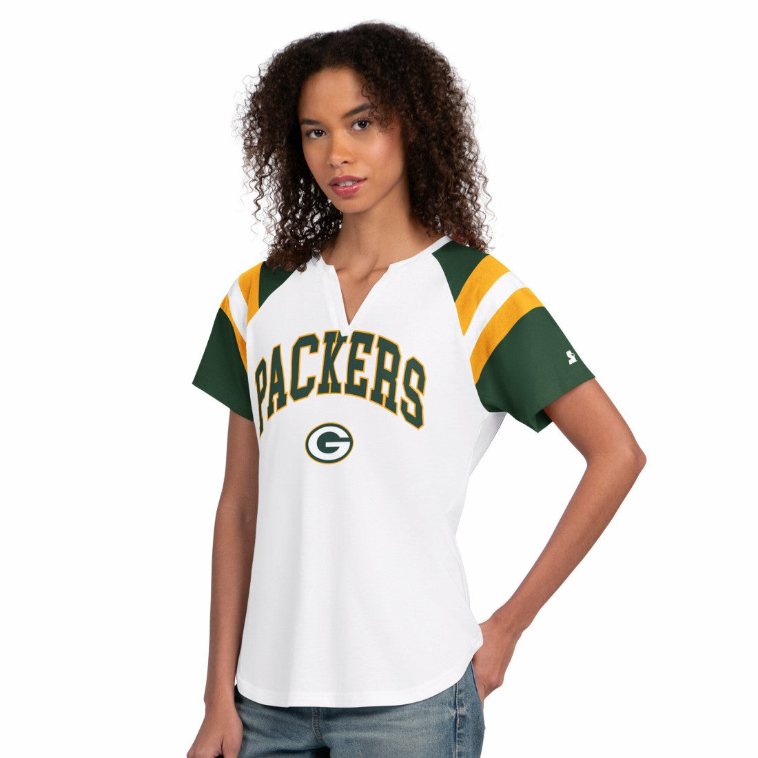 Green Bay Packers Starter Women's Game On Notch Neck T-Shirt White - NFL