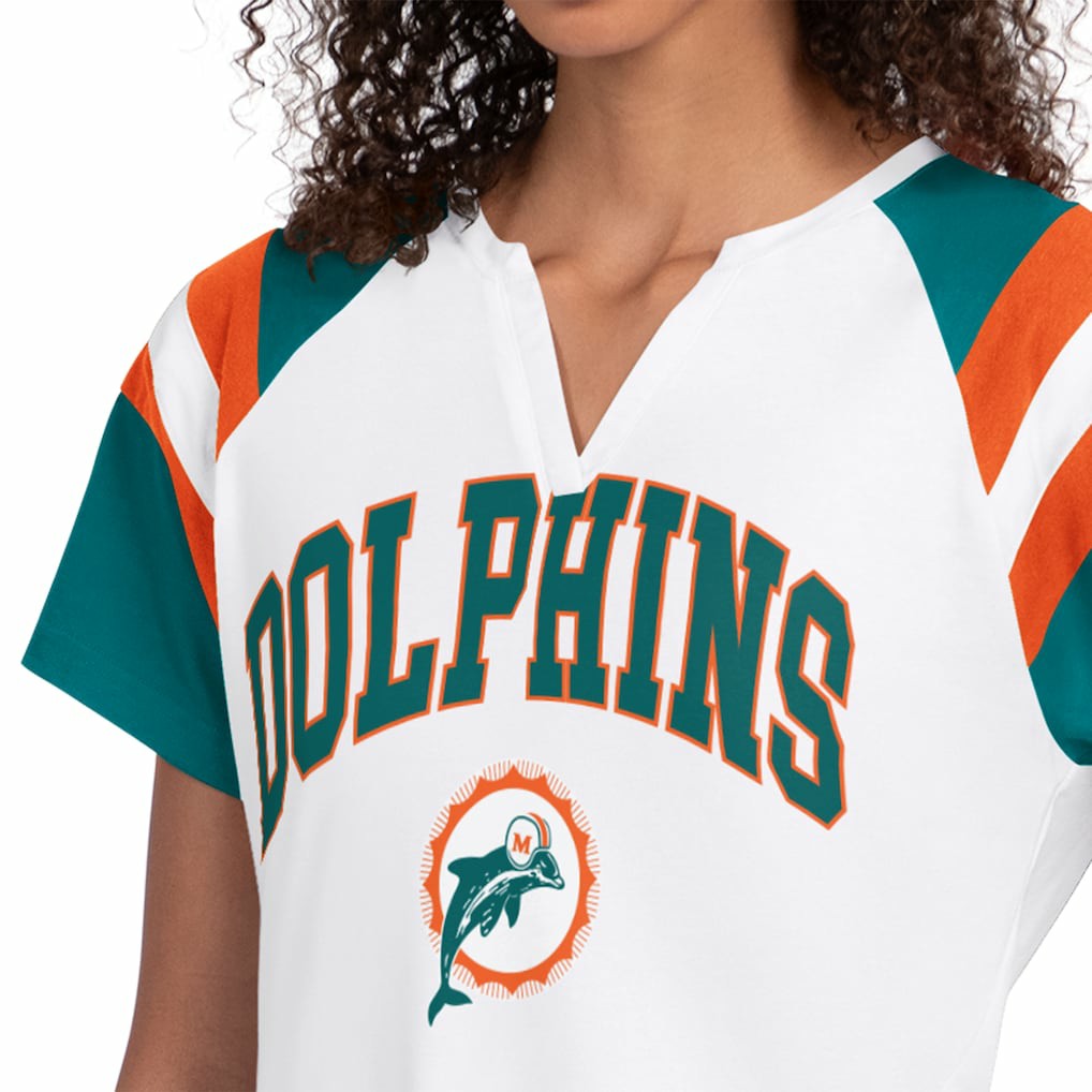 Miami Dolphins Starter Women's Game On Notch Neck T-Shirt White - NFL