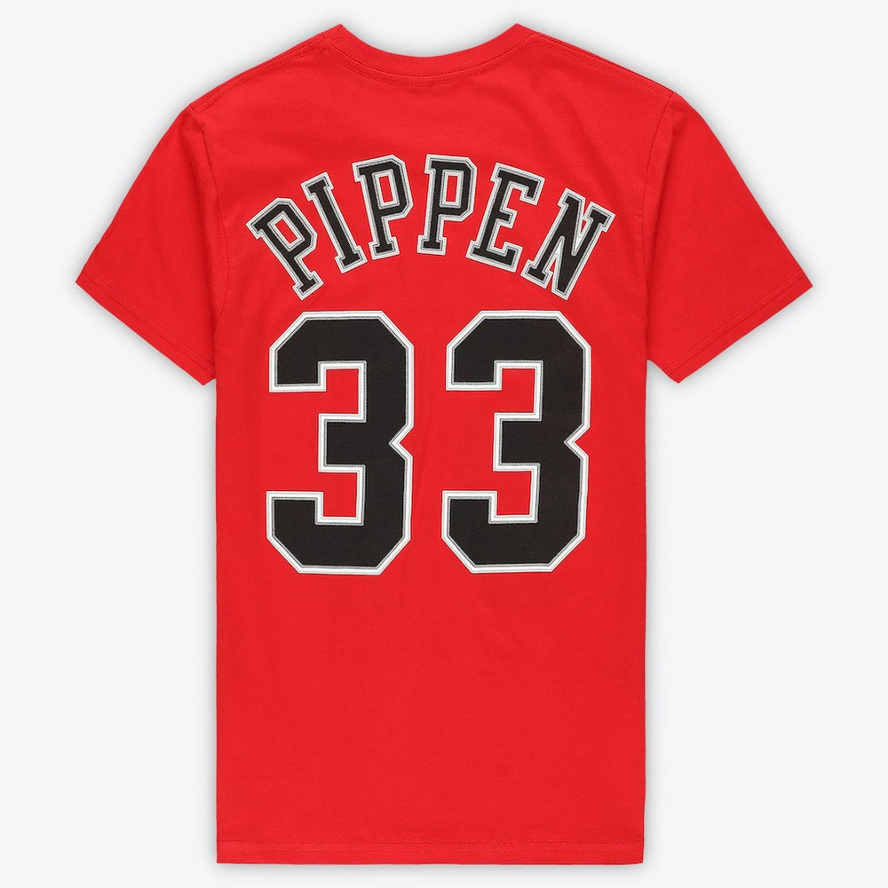 Mitchell & Ness - Scottie Pippen Chicago Bulls Unisex Hardwood Classics Name & Number T-Shirt - Red
