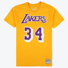 Mitchell & Ness - Shaquille O'Neal Los Angeles Lakers Unisex Hardwood Classics Name & Number T-Shirt - Gold