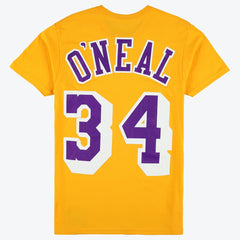 Mitchell & Ness - Shaquille O'Neal Los Angeles Lakers Unisex Hardwood Classics Name & Number T-Shirt - Gold