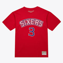Mitchell & Ness - Allen Iverson Philadelphia 76ers Unisex Hardwood Classics Name & Number T-Shirt - Red