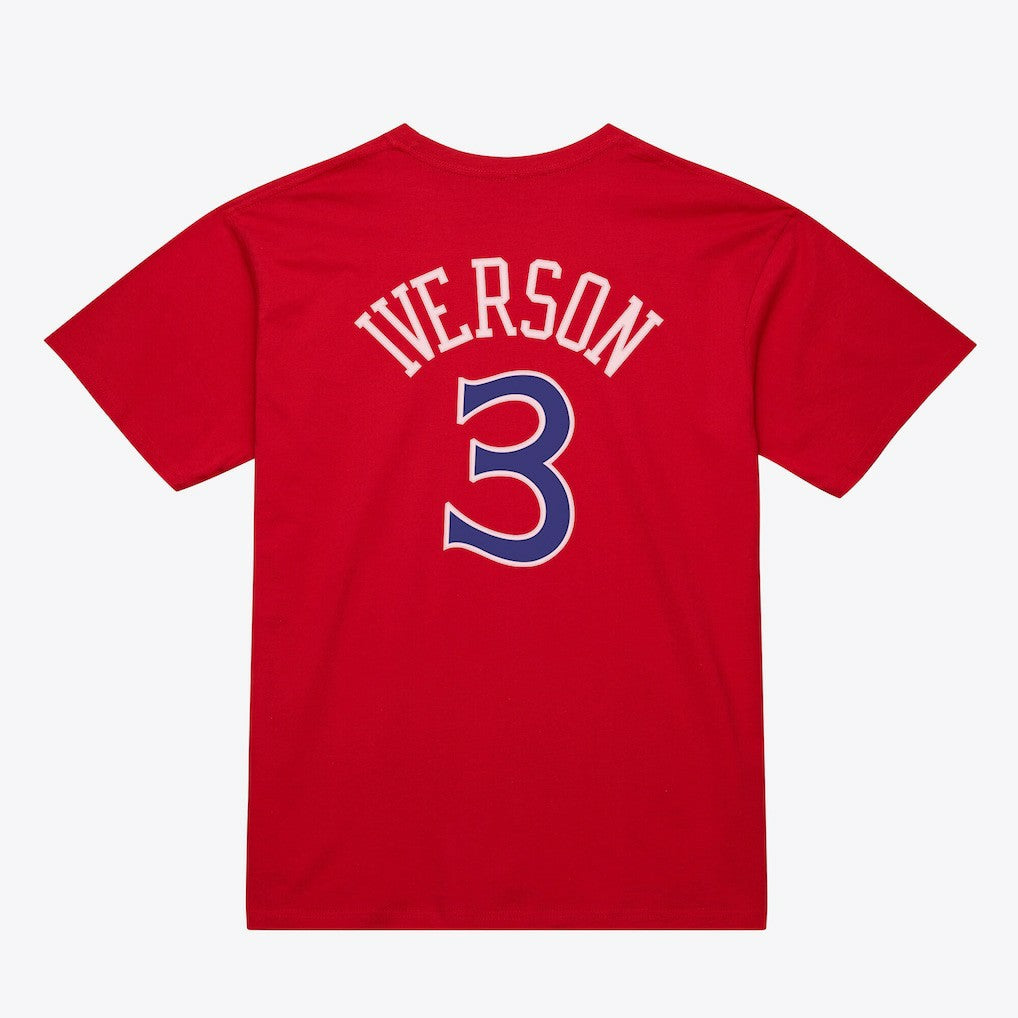Mitchell & Ness - Allen Iverson Philadelphia 76ers Unisex Hardwood Classics Name & Number T-Shirt - Red