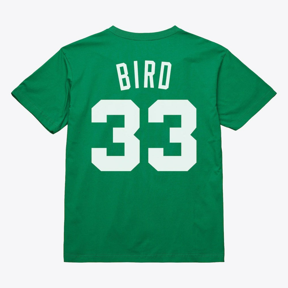 Mitchell & Ness - Larry Bird Boston Celtics Unisex Hardwood Classics Name & Number T-Shirt - Kelly Green