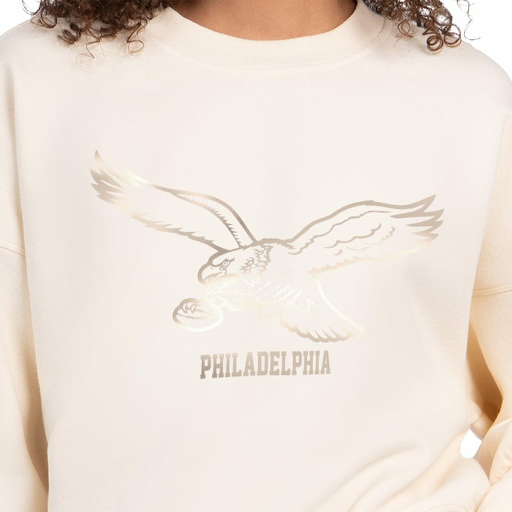 Philadelphia Eagles Starter Women's Travel Pastels Boxy Fleece Sweatshirt Cream - NFL