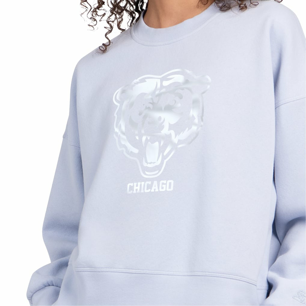 Chicago Bears Starter Women's Travel Pastels Boxy Fleece Sweatshirt Light Blue - NFL