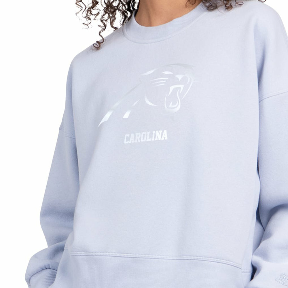 Carolina Panthers Starter Women's Travel Pastels Boxy Fleece Sweatshirt Light Blue - NFL