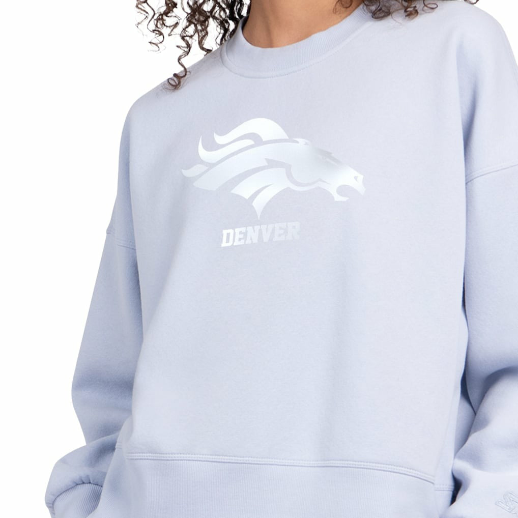 Denver Broncos Starter Women's Travel Pastels Boxy Fleece Sweatshirt Light Blue - NFL