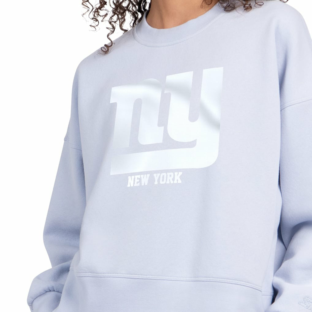 New York Giants Starter Women's Travel Pastels Boxy Fleece Sweatshirt Light Blue - NFL