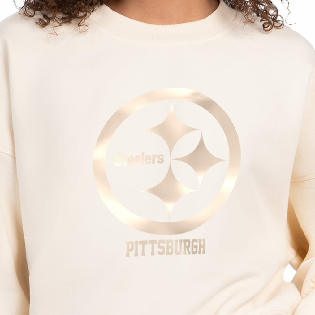 Pittsburgh Steelers Starter Women's Travel Pastels Boxy Fleece Sweatshirt Cream - NFL