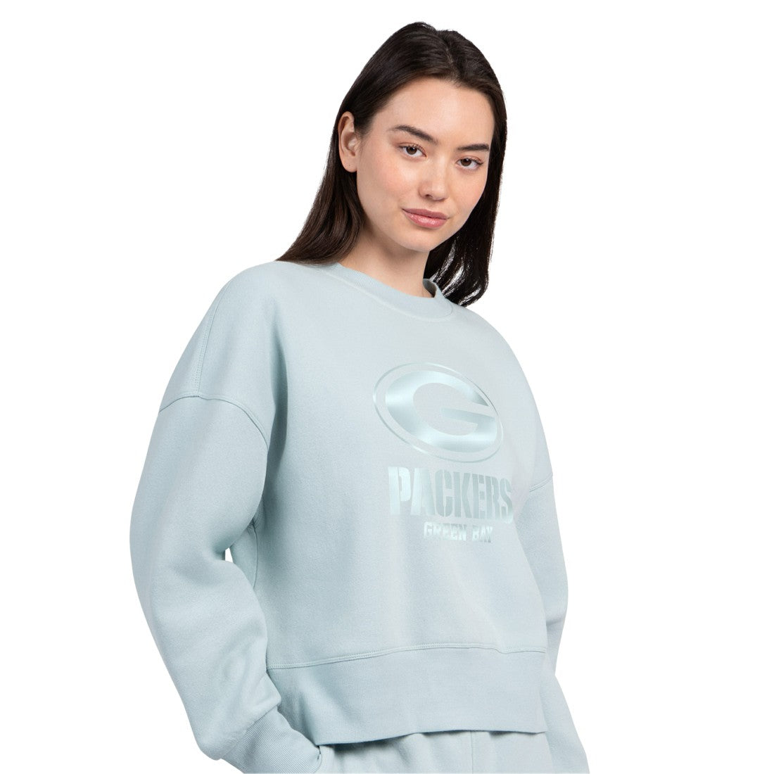 Green Bay Packers Starter Women's Travel Pastels Boxy Fleece Sweatshirt Mint - NFL