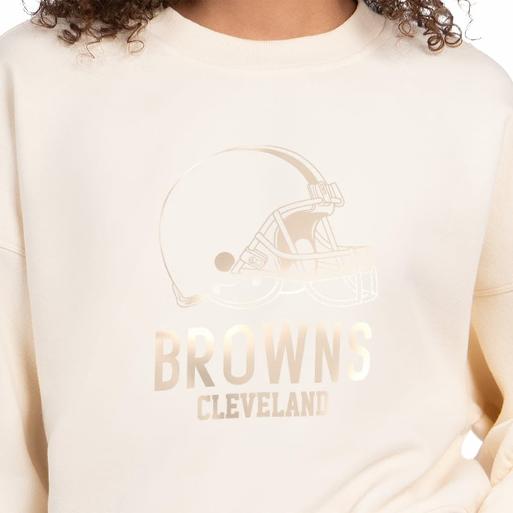 Cleveland Browns Starter Women's Travel Pastels Boxy Fleece Sweatshirt Cream - NFL