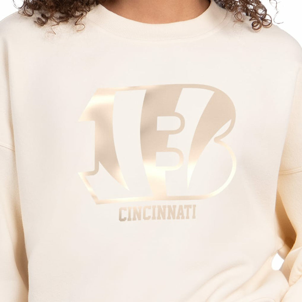 Cincinnati Bengals Starter Women's Travel Pastels Boxy Fleece Sweatshirt Cream - NFL