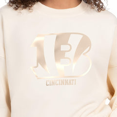 Cincinnati Bengals Starter Women's Travel Pastels Boxy Fleece Sweatshirt Cream - NFL
