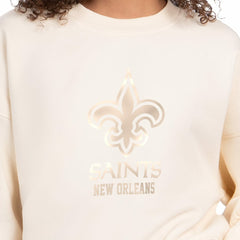 New Orleans Saints Starter Women's Travel Pastels Boxy Fleece Sweatshirt Cream - NFL