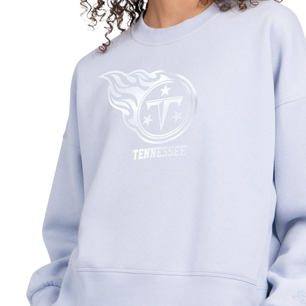 Tennessee Titans Starter Women's Travel Pastels Boxy Fleece Sweatshirt Light Blue - NFL
