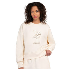Minnesota Vikings Starter Women's Travel Pastels Boxy Fleece Sweatshirt Cream - NFL