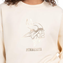 Minnesota Vikings Starter Women's Travel Pastels Boxy Fleece Sweatshirt Cream - NFL