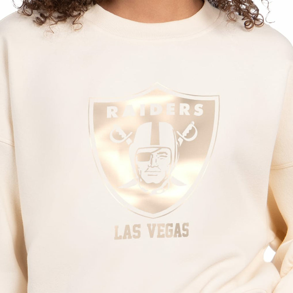 Las Vegas Raiders Starter Women's Travel Pastels Boxy Fleece Sweatshirt Cream - NFL