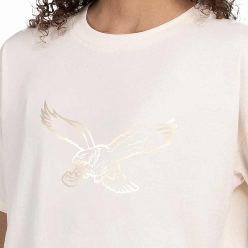 Philadelphia Eagles Starter Women's Pastel Travel Boxy Cropped T-Shirt Cream - NFL