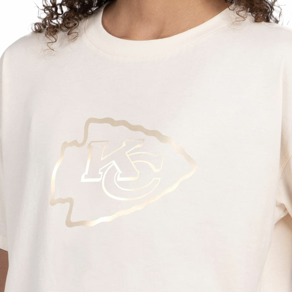 Kansas City Chiefs Starter Women's Pastel Travel Boxy Cropped T-Shirt Cream - NFL