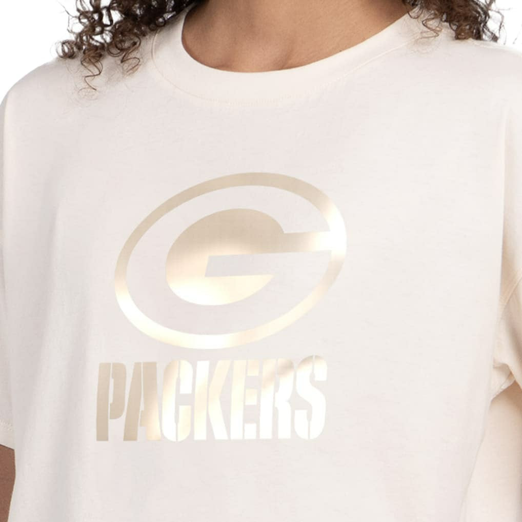 Green Bay Packers Starter Women's Pastel Travel Boxy Cropped T-Shirt Cream - NFL