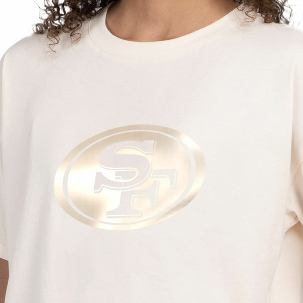 San Francisco 49ers Starter Women's Pastel Travel Boxy Cropped T-Shirt Cream - NFL
