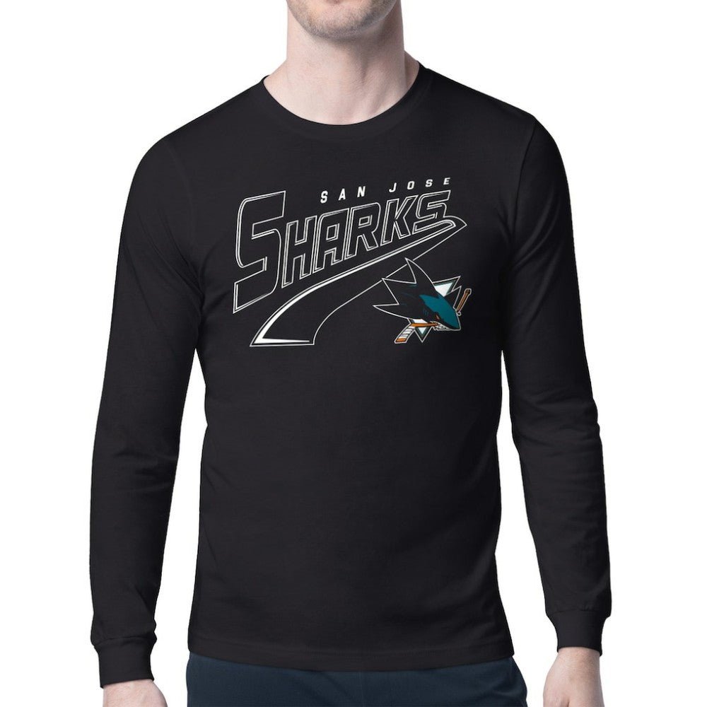San Jose Sharks - Starter Modern Tailsweep Long Sleeve T-Shirt Black