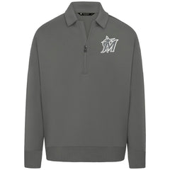 Miami Marlins Levelwear Luxe Signature Quarter-Zip Chenille Logo Tri-Blend Sweatshirt Online