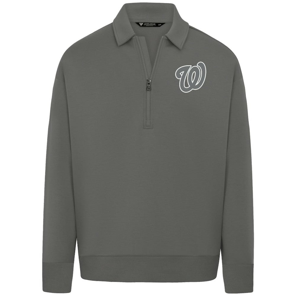 Washington Nationals Levelwear Luxe Signature Quarter-Zip Chenille Logo Tri-Blend Sweatshirt Near Me