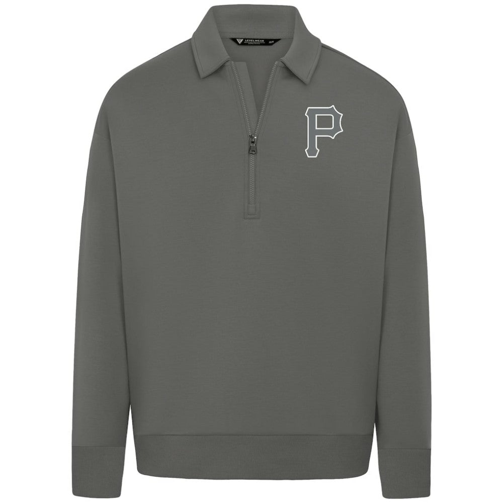 Pittsburgh Pirates Levelwear Luxe Signature Quarter-Zip Chenille Logo Tri-Blend Sweatshirt discount