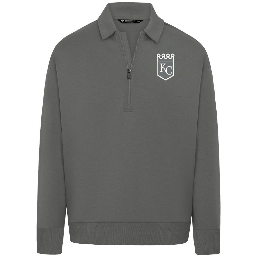 Kansas City Royals Levelwear Luxe Signature Quarter-Zip Chenille Logo Tri-Blend Sweatshirt Online