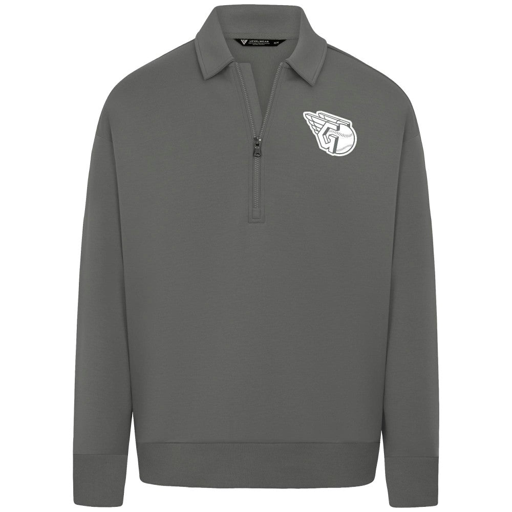 Cleveland Guardians Levelwear Luxe Signature Quarter-Zip Chenille Logo Tri-Blend Sweatshirt Sale