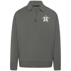 Houston Astros Levelwear Luxe Signature Quarter-Zip Chenille Logo Tri-Blend Sweatshirt Lifestyle