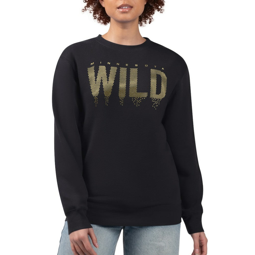 Minnesota Wild - G-III 4Her by Carl Banks Women's Metallic Drop Printed Fleece Sweatshirt Black