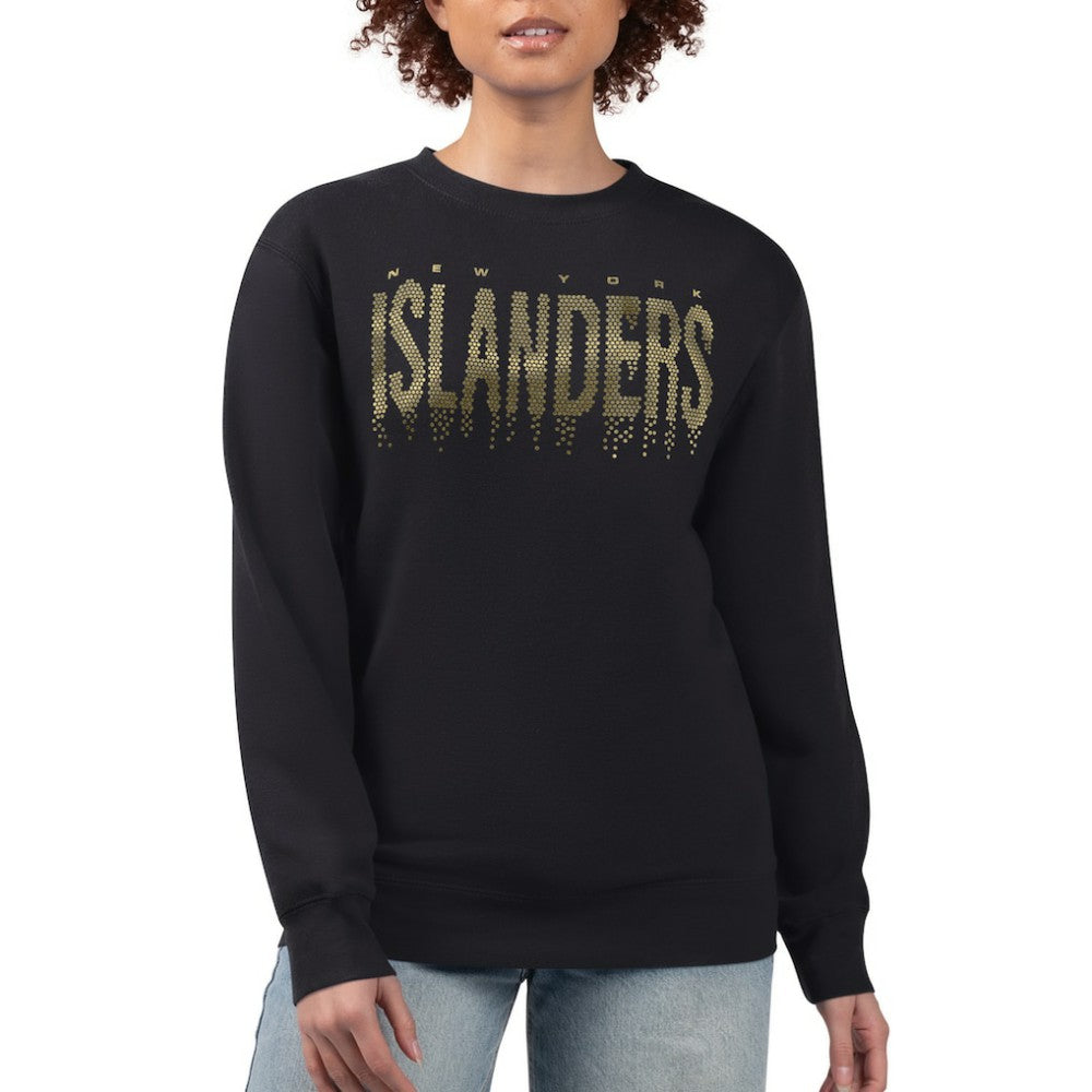 New York Islanders - G-III 4Her by Carl Banks Women's Metallic Drop Printed Fleece Sweatshirt Black