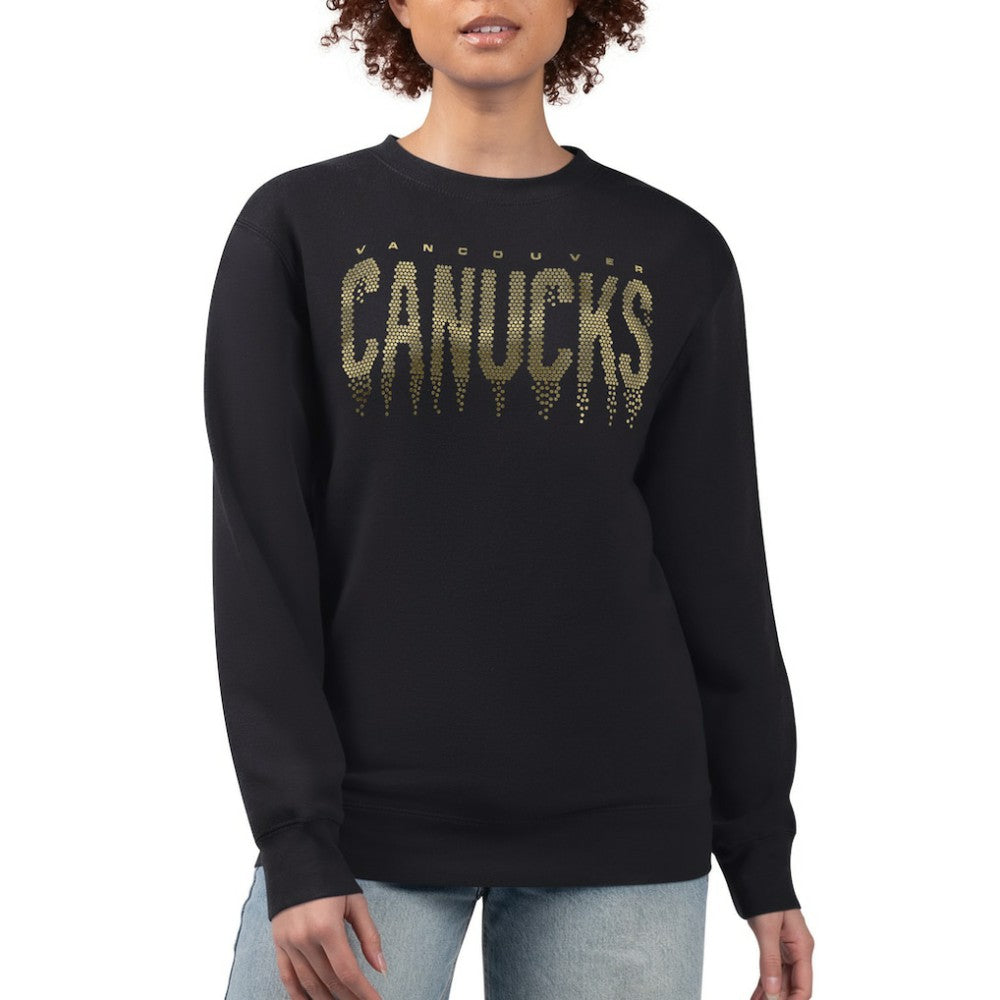 Vancouver Canucks - G-III 4Her by Carl Banks Women's Metallic Drop Printed Fleece Sweatshirt Black