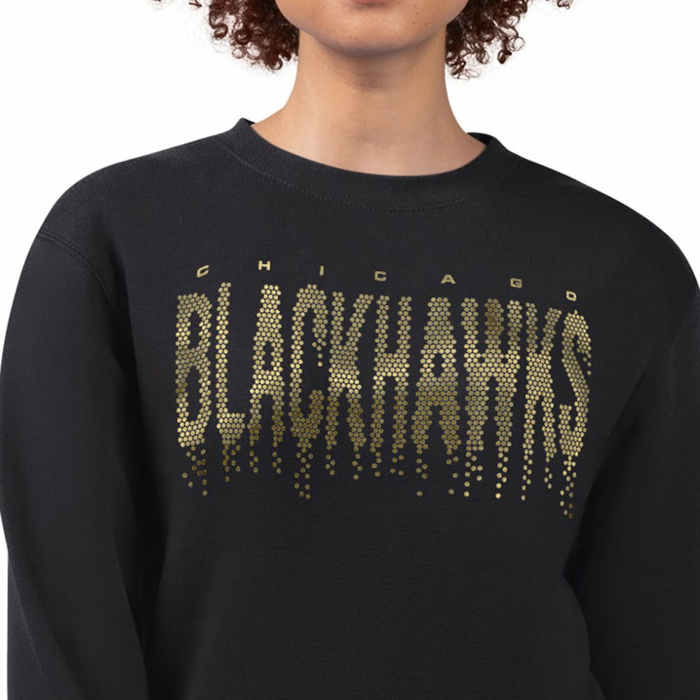 Chicago Blackhawks G-III 4Her by Carl Banks Women's Metallic Drop Printed Fleece Sweatshirt Black