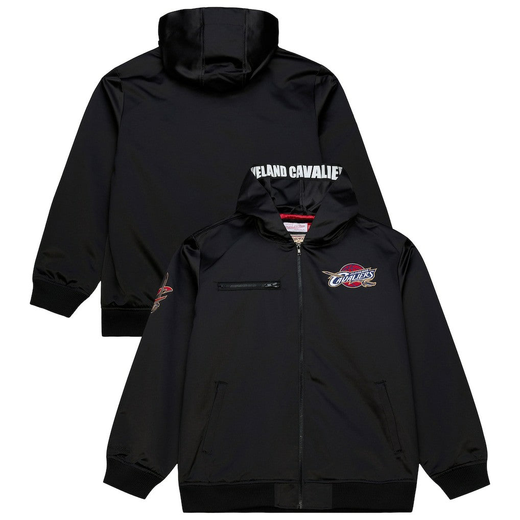 Mitchell & Ness - Cleveland Cavaliers Hardwood Classics Nights Walk the Tunnel Satin Bomber Full-Snap Hooded Jacket - Black