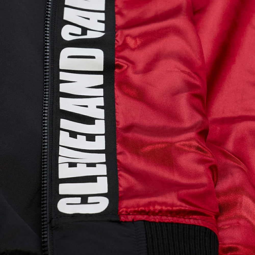Mitchell & Ness - Cleveland Cavaliers Hardwood Classics Nights Walk the Tunnel Satin Bomber Full-Snap Hooded Jacket - Black