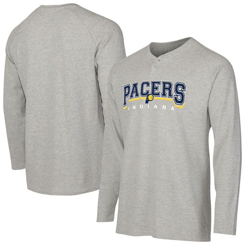 NBA - Indiana Pacers Concepts Sport Hawthorn Thermal Knit Long Sleeve Henley T-Shirt - Gray