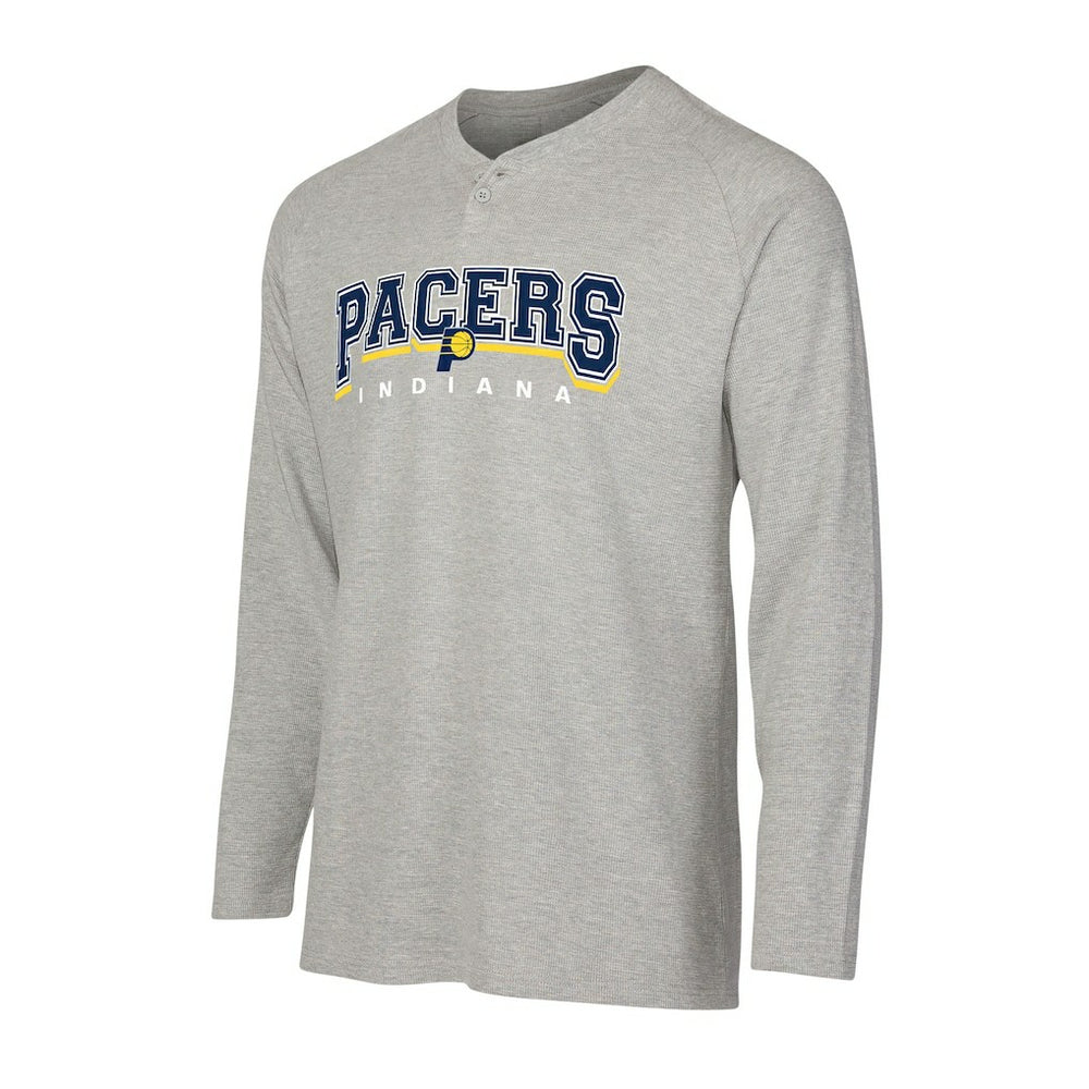 NBA - Indiana Pacers Concepts Sport Hawthorn Thermal Knit Long Sleeve Henley T-Shirt - Gray