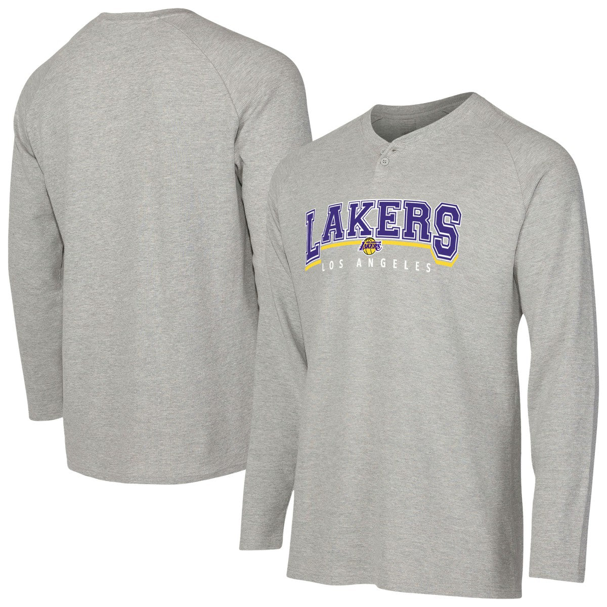 NBA - Los Angeles Lakers Concepts Sport Hawthorn Thermal Knit Long Sleeve Henley T-Shirt - Gray