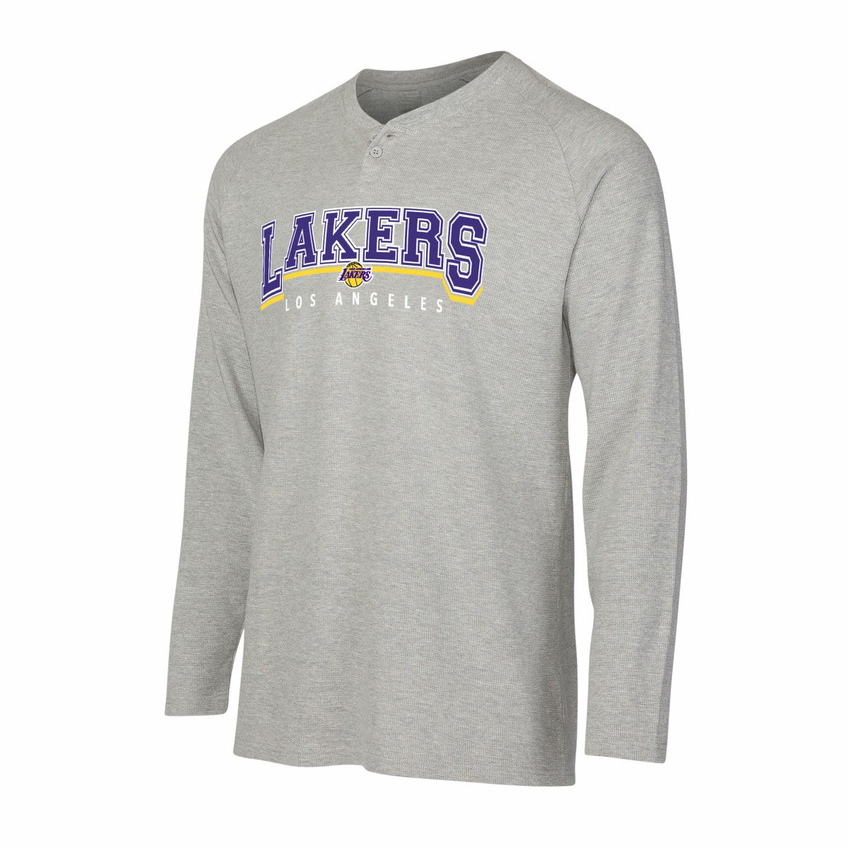 NBA - Los Angeles Lakers Concepts Sport Hawthorn Thermal Knit Long Sleeve Henley T-Shirt - Gray