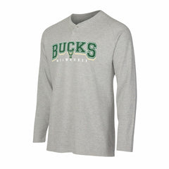 NBA - Milwaukee Bucks Concepts Sport Hawthorn Thermal Knit Long Sleeve Henley T-Shirt - Gray