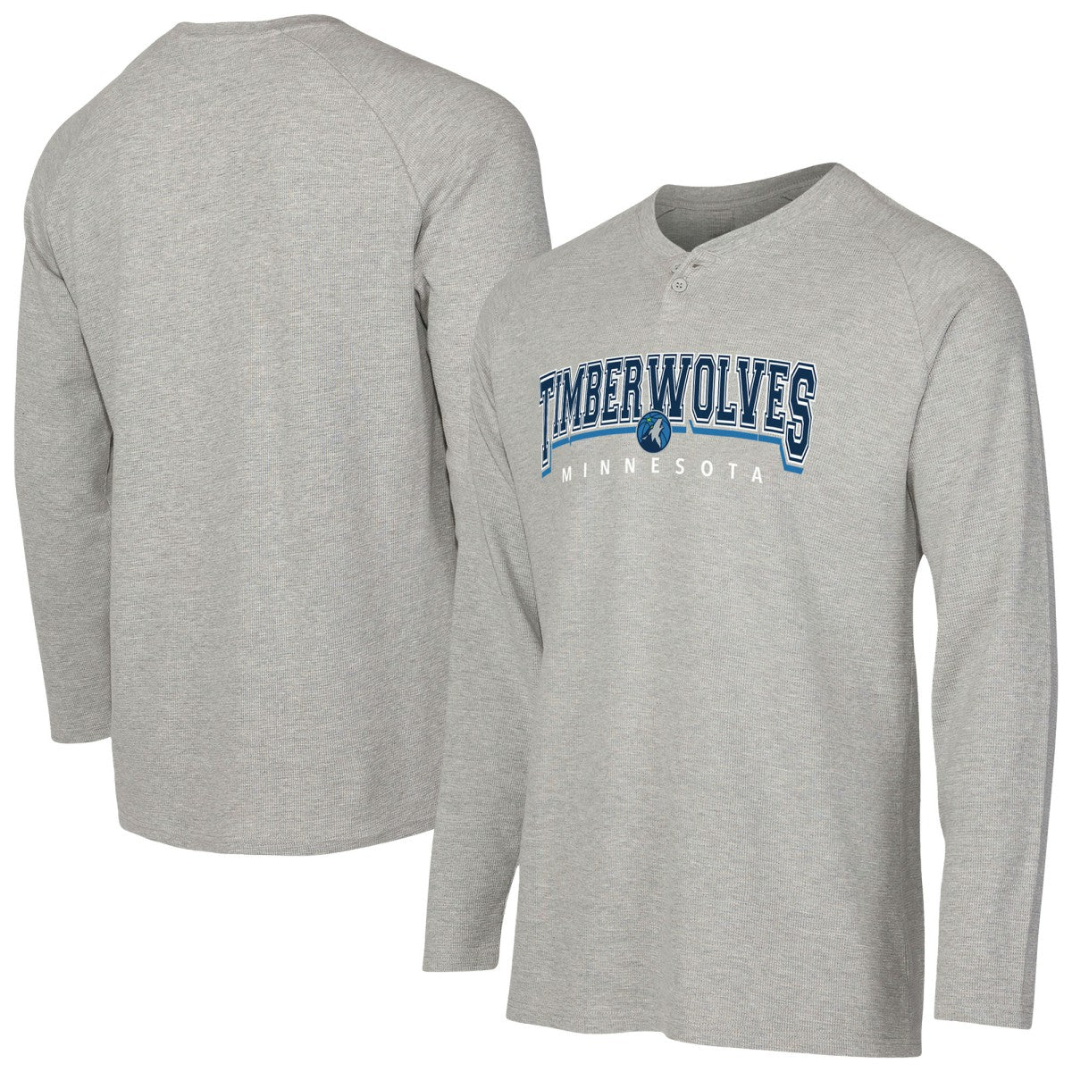 NBA - Minnesota Timberwolves Concepts Sport Hawthorn Thermal Knit Long Sleeve Henley T-Shirt - Gray